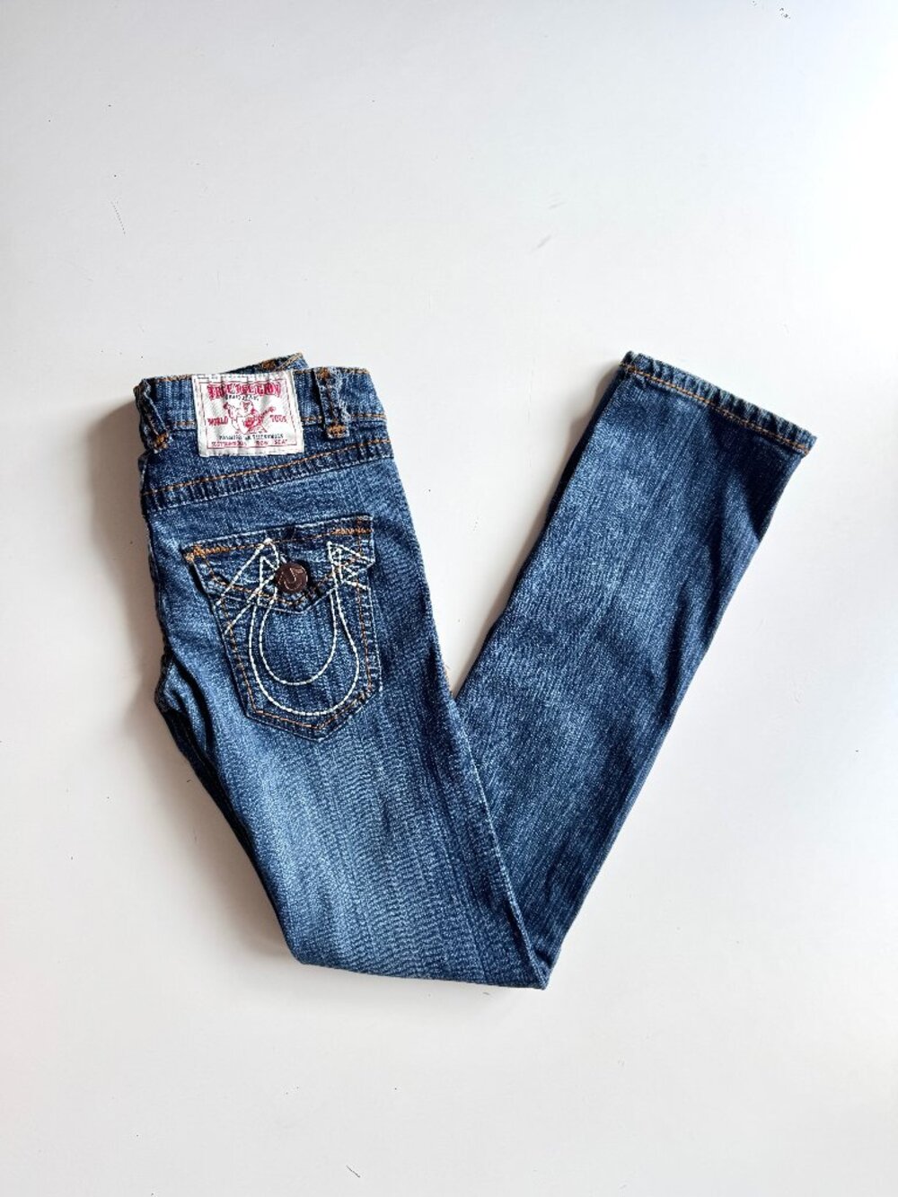 Y2K TRUE RELIGION Billie Made in USA Dark Rinse Super T Low Rise Jeans, Size 27